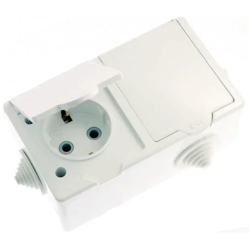 Розетка 2-м ОП РА16-759 16А IP44 с заземл. ПГ бел. Кунцево 5907